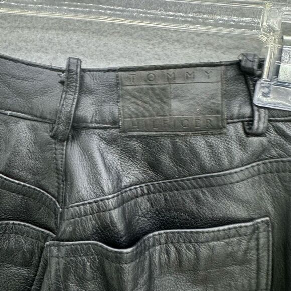 Vintage Y2K Tommy Hilfiger Straight Leg Black Genuine Leather Pants Size 4 STUNN - Picture 9 of 12